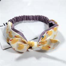 High Quality Newborn Baby Girls Hairband Printed Elastic Wide Fabric Bow Headband